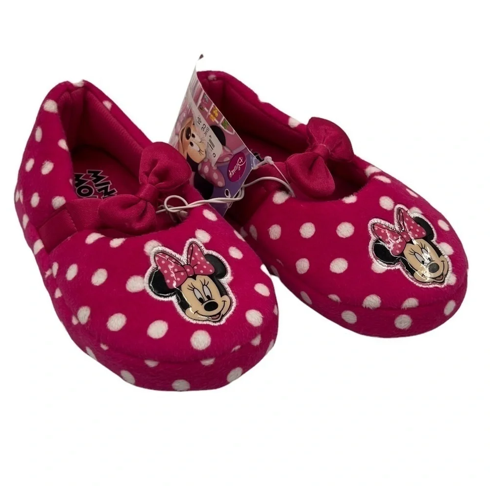 NWT Disney Minnie Mouse Red Polka Dot Slippers Size Large Toddler Girl